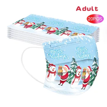 

Christmas Print Disposable Mouth Masks Faceshield Respirator Breathable Prevent Mask Snowman Print Cover Face Mask Mascarilla