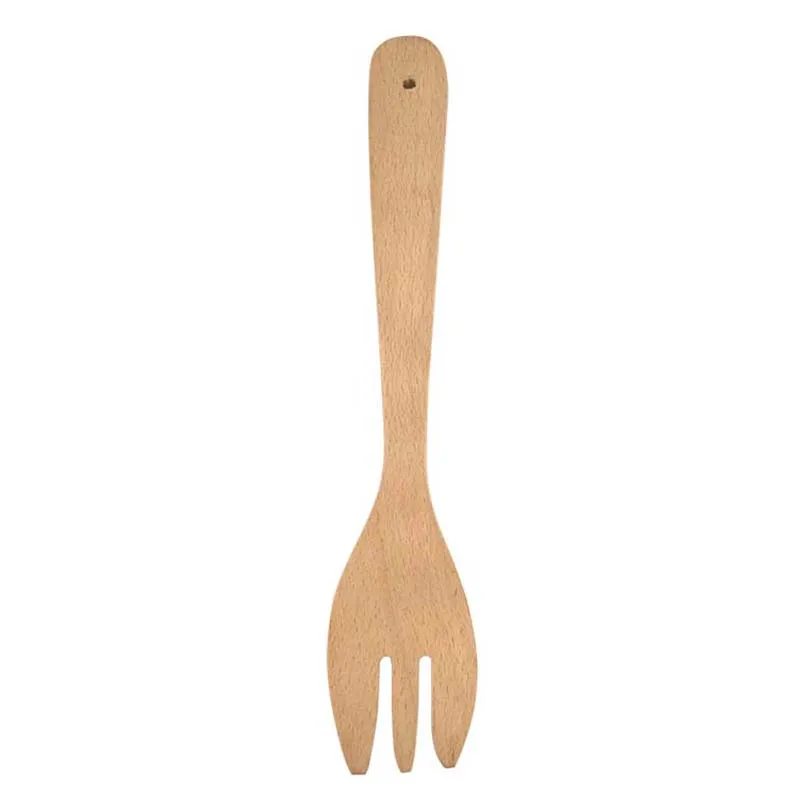 Wooden Salad Servers Bamboo For Spoon Spatula 30cm Cooking Mixing Stirring Kitchen Tool Natural Beech Wood Utensils
