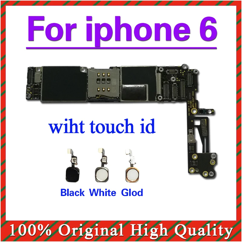 Заводская разблокированная материнская плата для iphone 6 с сенсорным ID/без Touch ID, для iphone 6 материнская плата 16 ГБ 32 ГБ 64 ГБ