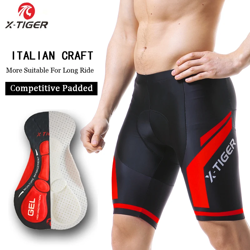 MTB Shorts Coolmax X-TIGER Gel-Padded Quick-Dry Shockproof Summer Men with 5D Breathable