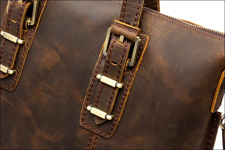 Vintage Crazy Horse Leather Men's Briefcase Laptop Bag Business Handbag Bag Genuine Leather Men Shoulder Bag Crossbody bag