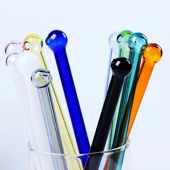 

High Borosilicate Glass Straw With Colored Round Head Straw Drinkware Good-Looking Kitchen Decoration
