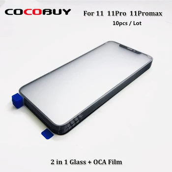 

10pcs/Lot Novecel 2 in 1 Front Screen Outer Glass with OCA for iPhone 11 11Pro 11Promax Mobile Phone Screen Glass Replacement