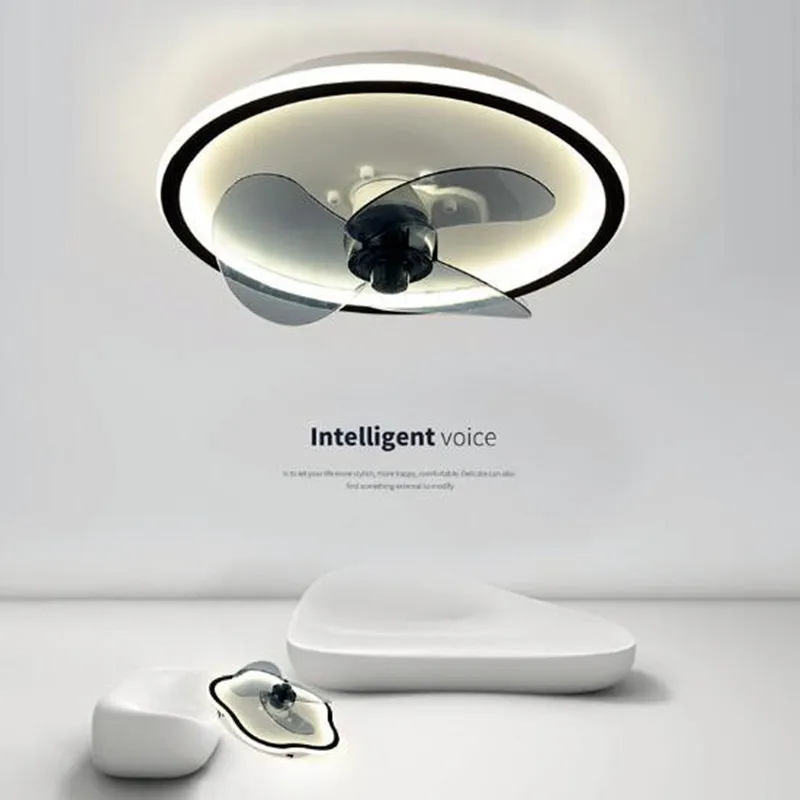 Nordic Fashion Invisible Smart Led Ceiling Fan Light Modern Bedroom Loft Bar Decoration Indoor Ceiling Ligts With RC Dimmable