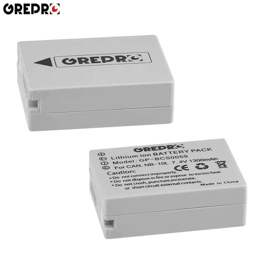GREPRO NB-10L NB 10L NB10L Rechargeable Camera Battery for Canon G1 X G1X G15 G16 SX60 HS G3X SX40 HS SX40HS SX50 HS SX50HS - Цвет: 2 battery