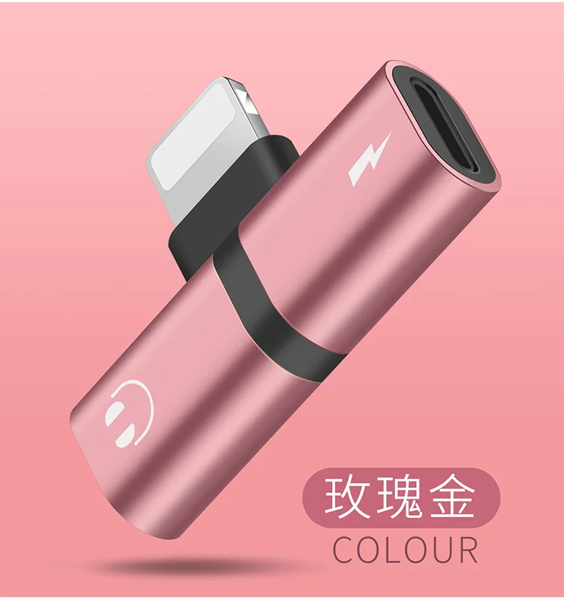 rose pink Для IPhone X 10 7 8 Plus iphone аудио кабель зарядки двойной адаптер - Цвет ремешка: rose pink