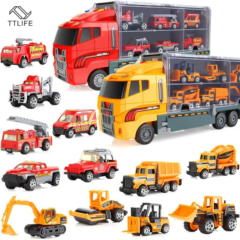 

Big Truck 6PCS Mini Alloy Diecast Car Model 1:64 Scale Toys Vehicles Carrier Truck Engineering Car Toys for Children Boys Gift