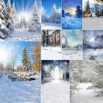

1pc Vinyl Christmas Backgrounds Photography Winter Snow Gift Newborn Portrait Photography Props Photocall Forest Snow Backdrop