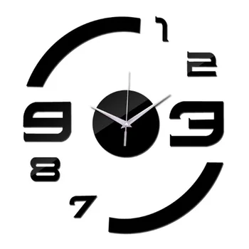 

Wall Clock Fashion Mirror Effect Watch Silent Modern Office Living Room 3D Sticker Home Decor DIY Removable Decals Acrylic
