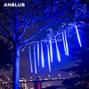 ANBLUB-guirlande lumineuse étanche de 30cm 50cm, 8 Tubes de pluie météore, LED cordes de lumière de pluie, décoration extérieure de noël, pour arbre domestique, prise EU/US ► Photo 1/6