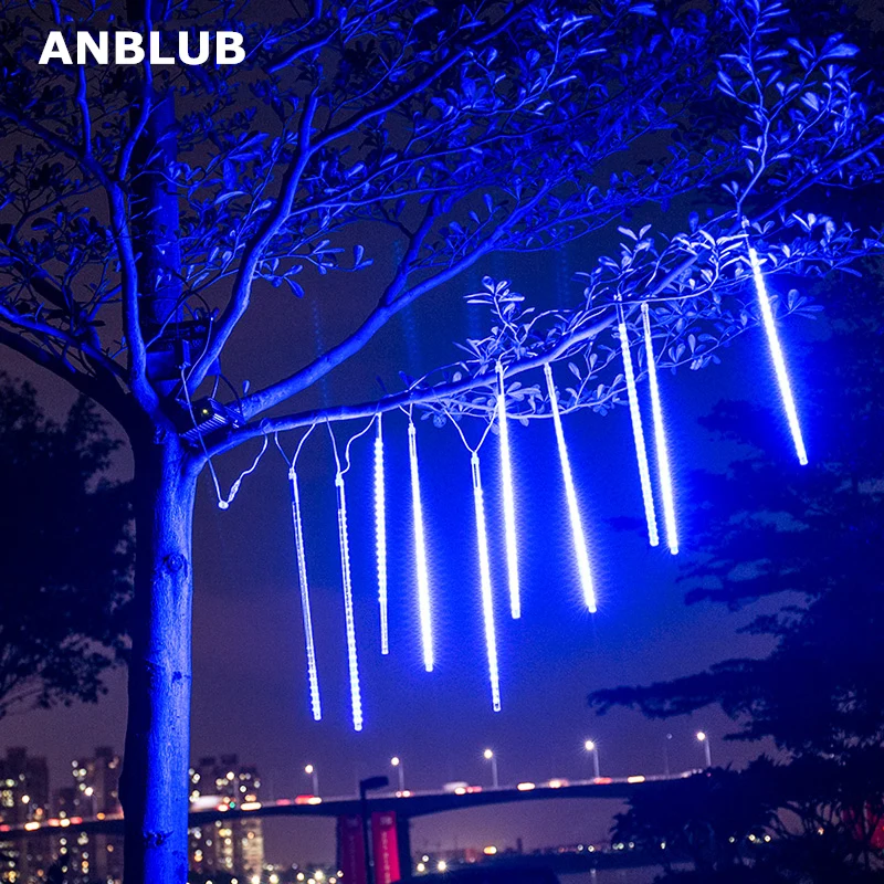 ANBLUB 30cm 50cm Waterproof Meteor Shower Rain 8 Tube LED String Lights For Outdoor Holiday Christmas Decoration Tree EU/US Plug