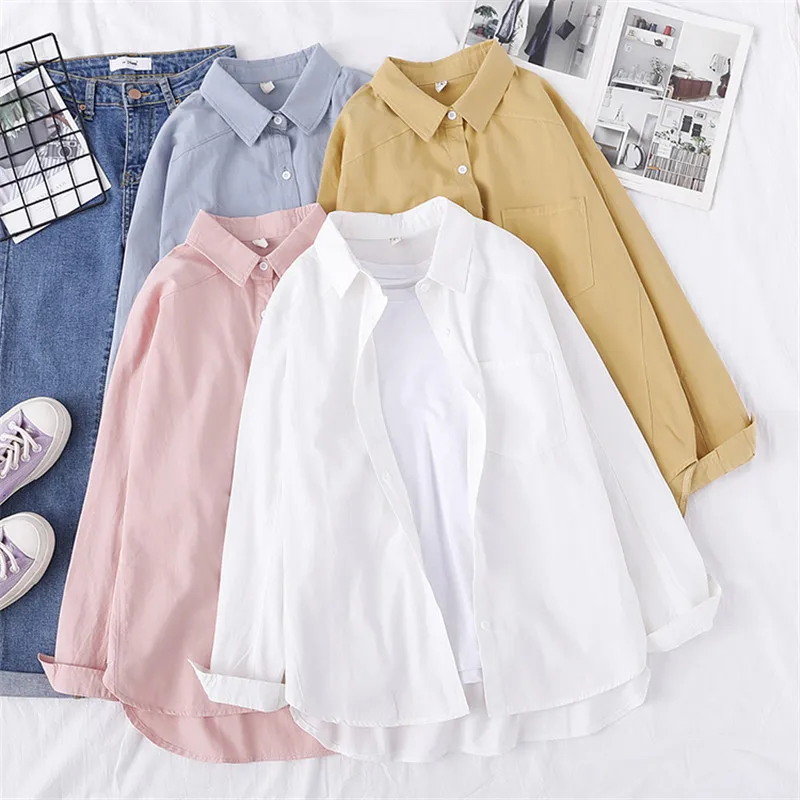 

Women Blouses Shirts Tunic Womens Tops And Blouses 2020 Womenswear Long Sleeve Clothing Button Up Down White Autumn Design New