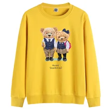 

100% Cotton Plus Velvet Campus Lovers Bear Pullover Women's Pullover Winter Men's Sweatshirt Super Dalian Hoodie Lovers Sweater