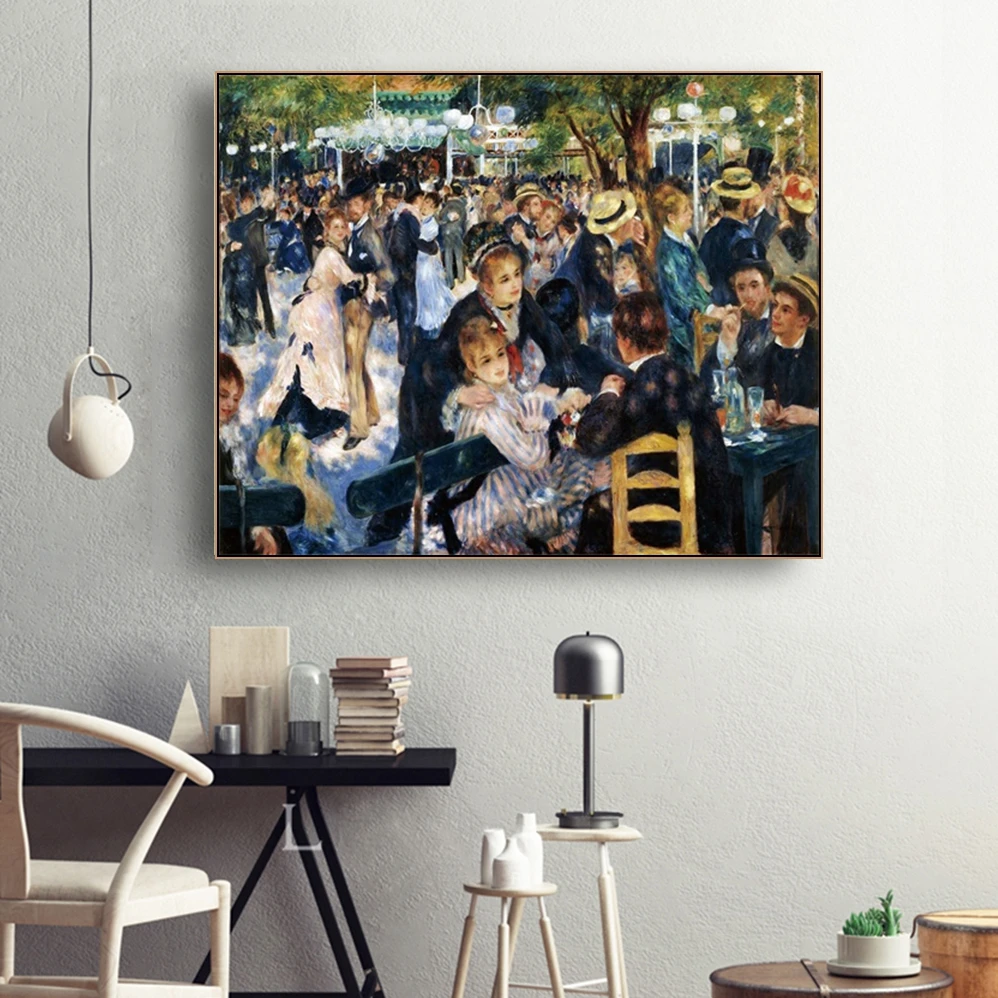 Танец на Le Moulin de la Galette картина Ренуара холст искусство маслом ретро постер винтажный плакаты и печать, Картина Настенная