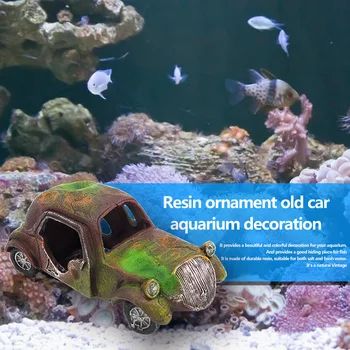 

1PC Landscaping Resin Old Car Ornament Moss Old Car Fish Tank Decorative Fish Tank Decoration Aquarium Ornament Decoration