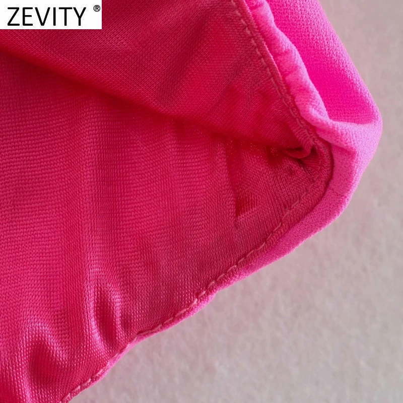 Zevity New Women Sexy V Neck Solid Color Slim Bodysuits Lady Chic High Street Back Zipper Club Party Playsuits Rompers LS9857