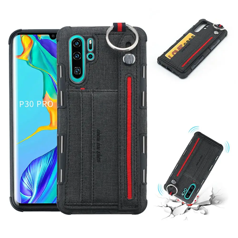 

Huawei P30 Lite Case Metal Ring Holder Funda Huawei P30 Pro Case Cloth Card Slot Back Cover for Huawei P30 Case P30Pro P3