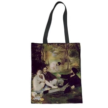 Известная картина Ван Женская холщовая переносная сумка для покупок холст Эко сумки через плечо модные сумки для девочек большая вместительность Bolsas