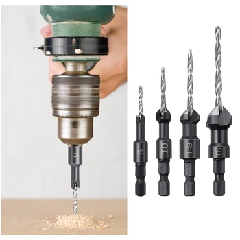 

4PCS Countersink Drill Bit Set Wood Drill Set woodworking drill bits set