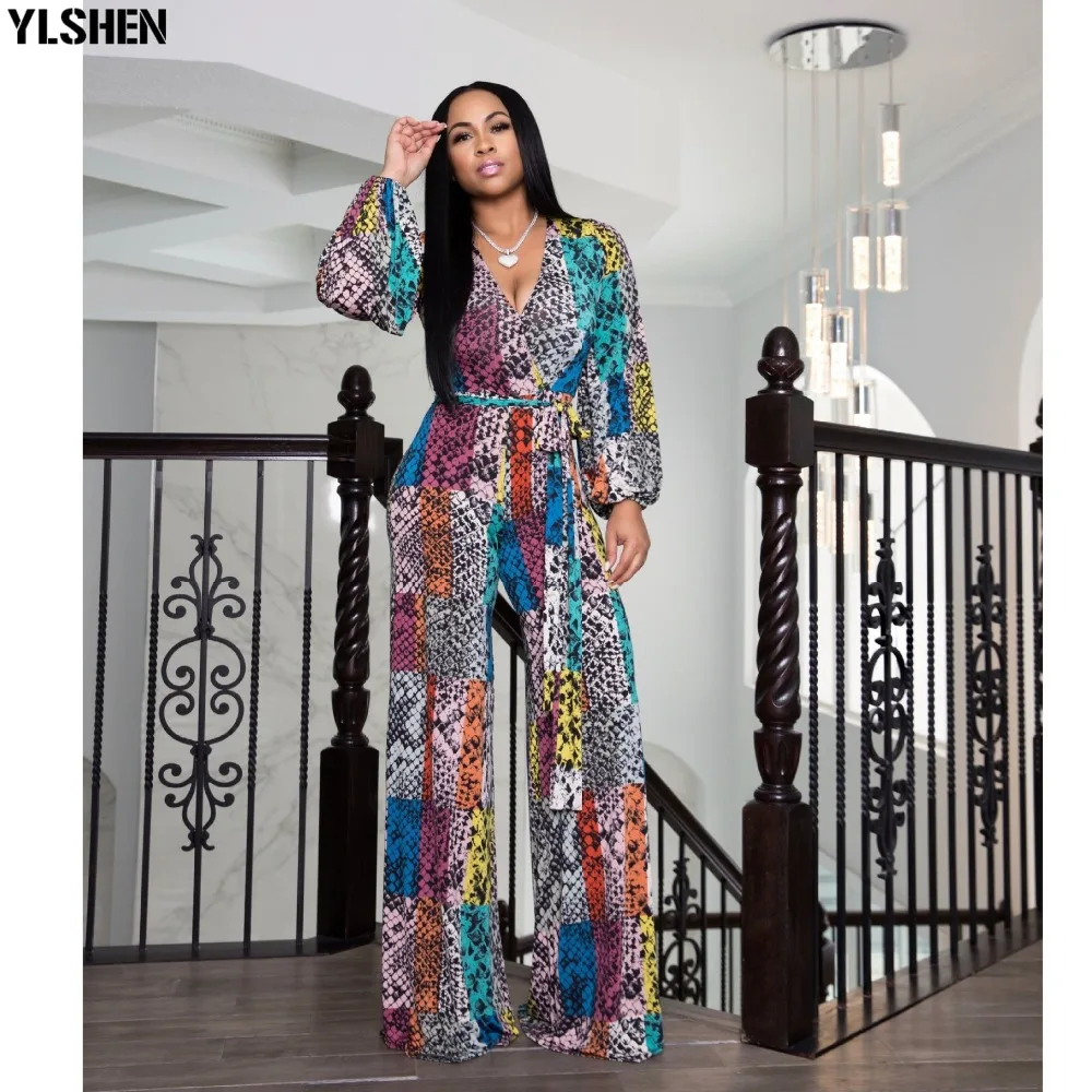 African Print Dresses For Women Sexy V-neck Jumpsuit African Clothes Africa Dress Dashiki Ankara Style Plus Size Africa Clothing 01