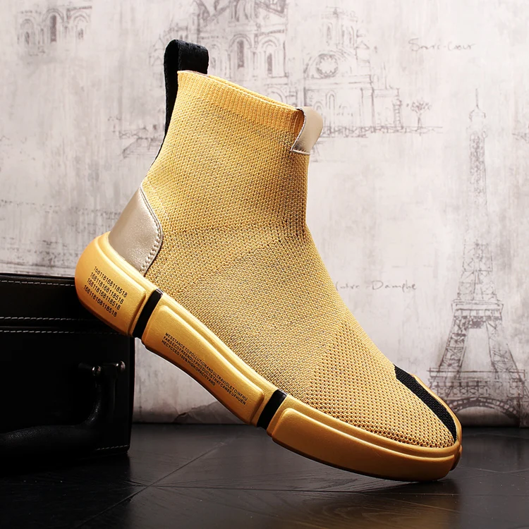 men Vulcanized Boots Tape Sneaker Spring Autumn Knitting Breathable Shoe Chunky Platform Sneakers men