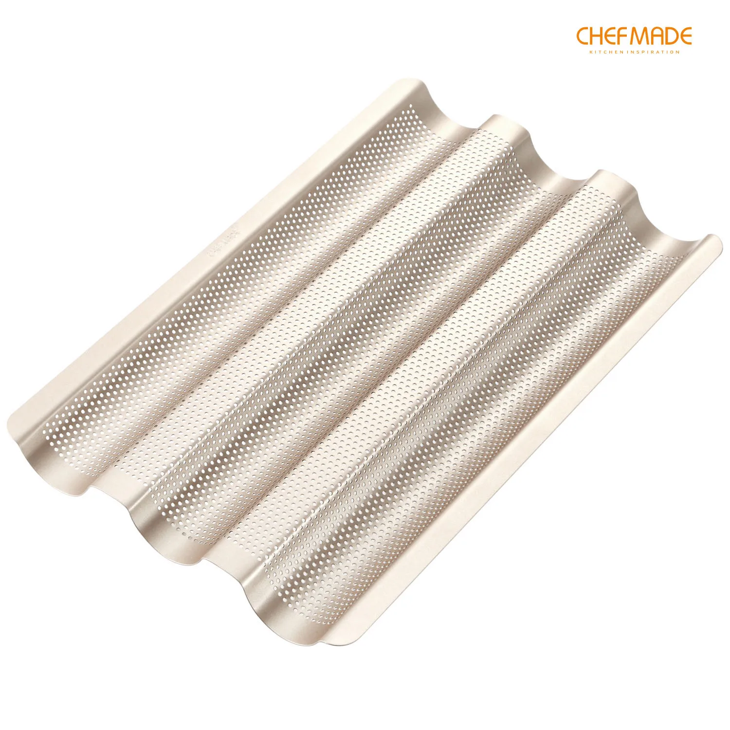 

CHEFMADE 15-Inch Baguette Mold, Non-Stick Ultra-Ventilate Bread Pan, FDA Approved for Kitchen Oven Baking