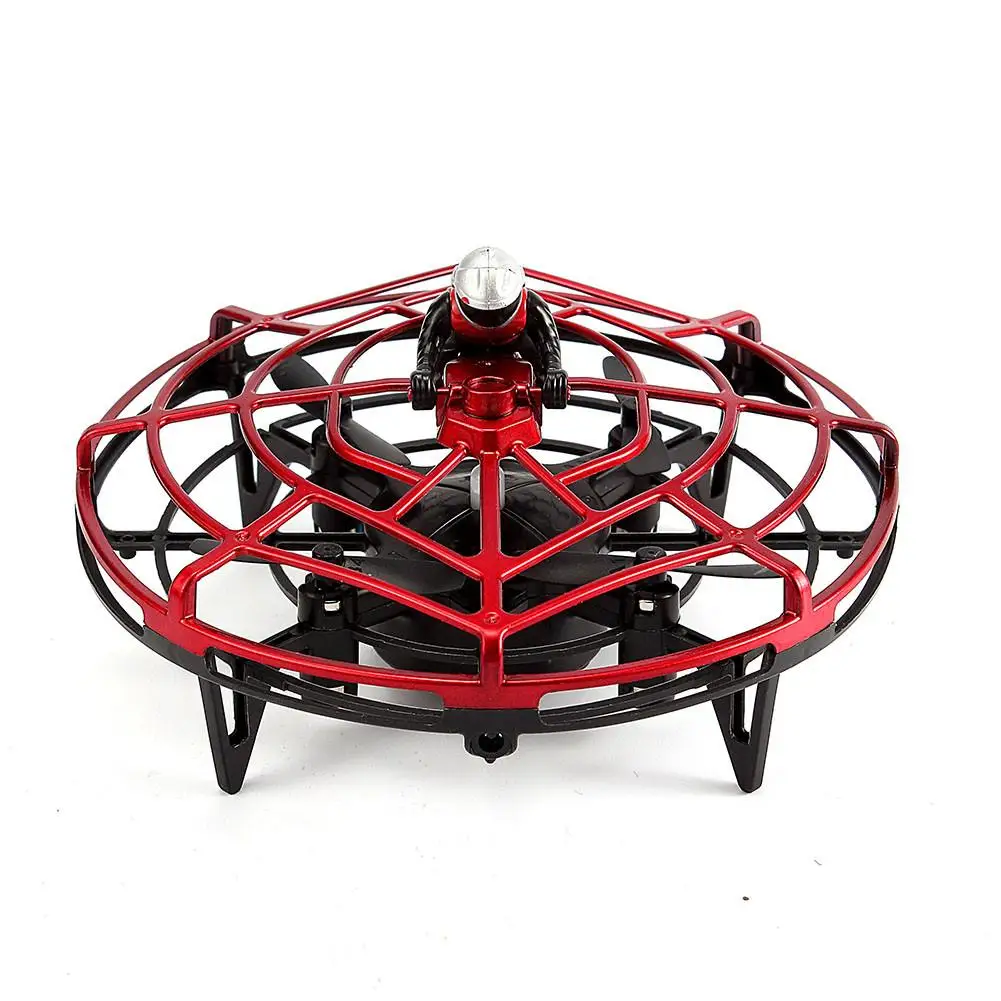 С ручным управлением Drone зондирования Управление Летающий с светодиодный светильник Перезаряжаемые Летающий НЛО ручной Управление светодиодный Квадрокоптер игрушки индукции - Цвет: Red