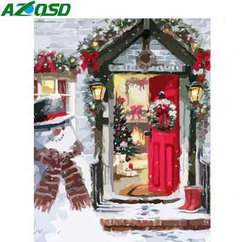 

AZQSD Unframe Paint By Number On Canvas Kits Door Handmade Gift Acrylic Paint Adult Number Painting Cartoon Home Decoration