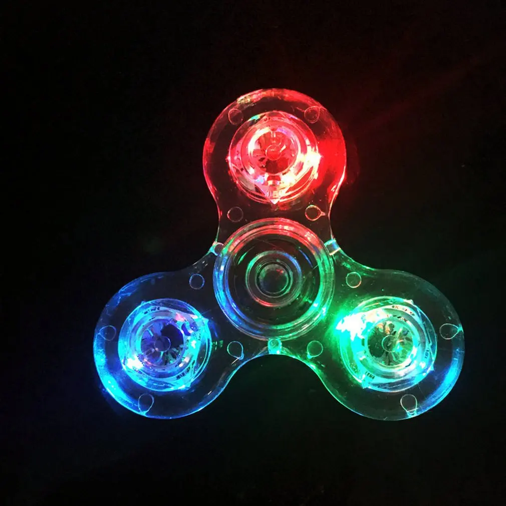 СВЕТОДИОДНЫЙ цветной ночной Светильник светящийся прозрачный кристалл гироскоп для кончиков пальцев, обладает долгим вращением, антистрессовые Спиннер подарки для детей