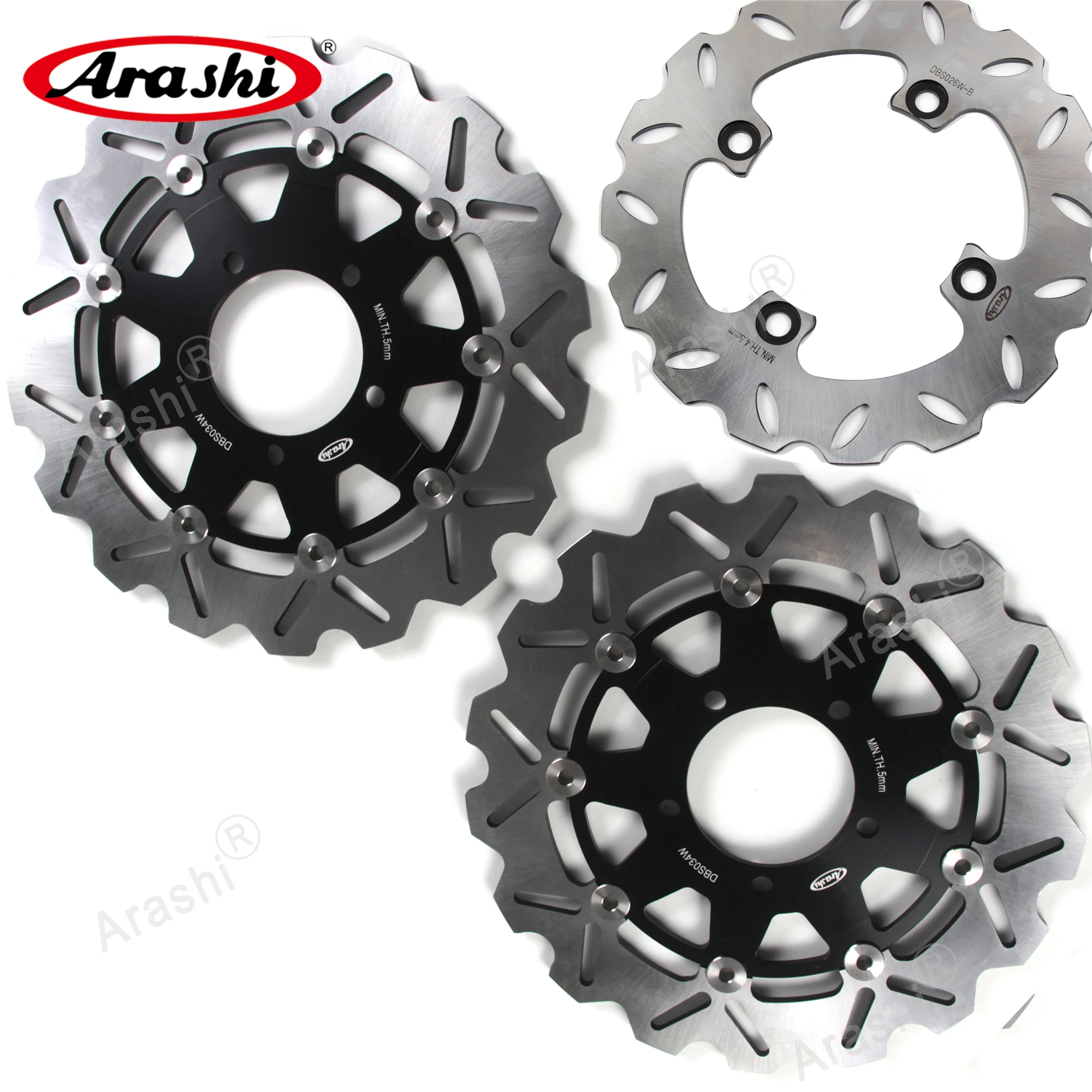 

ARASHI ER6N Front Rear Brake Rotors Brake Disc Set For KAWASAKI ER-6N ER650N 2006-2015 2007 2008 2009 2010 2011 2012 2013 2014