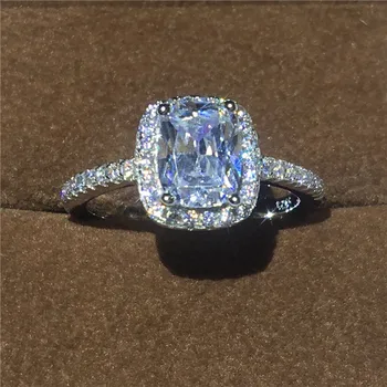 

choucong Fashion Ring 925 sterling Silver Cushion cut 3ct AAAAA cz stone Engagement Wedding band Rings For Women Jewelry Gift