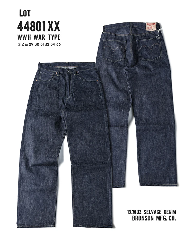 Bronson US Army M-40 Dungaree Pantalones Vintage Orillo Denim Jeans para hombres Onewash