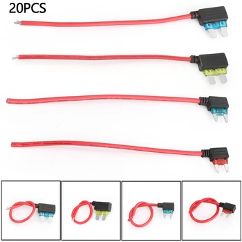 

Areyourshop 20PCS Conventional 10A 15A ATC ATO Medium Mini blade 16AUG WIRE Fuse Holder Box