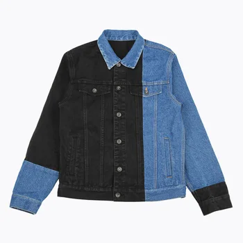 

Color Block Patchwork Mens Denim Jacket Fashion Slim fit Jeans Jacket Hip Hop Streetwear Cowboy Outwear for Men R2352