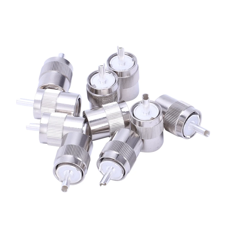 

Hot 10pcs Connector UHF male PL259 plug solder RG8 RG213 LMR400 7D-FB cable silver