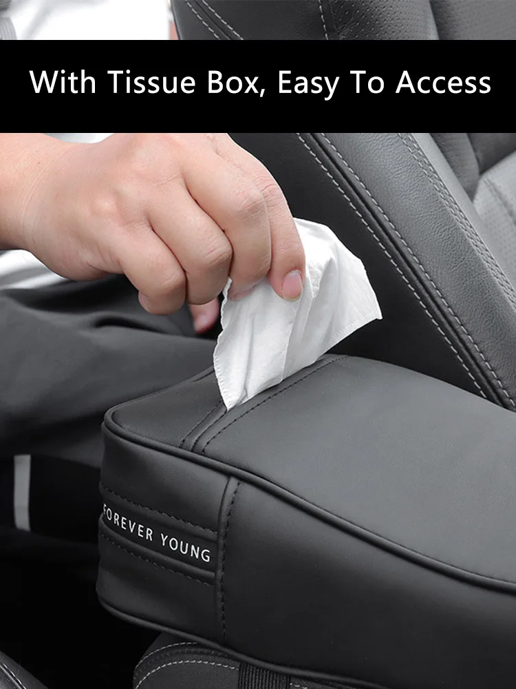

QHCP Leather Armrest Box Pad Tissue Box Car Center Console Arm Support Cushion For Subaru Forester 19 20 21 Interior Accessories