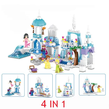 

37024 Snow Queen Ice Castle Anna Elsa Figures Mermaid Ariel Beauty Princess Building Bricks Blocks Toys Lepining Friends Girls