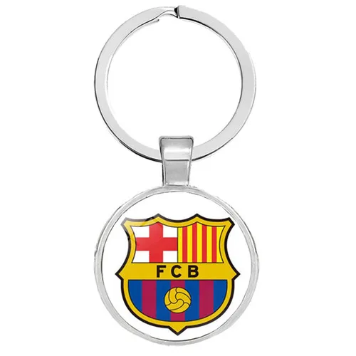 NO.1 Football Club Keychain Jewelry with Glass Cabochon Football Team Logo Socceer Club Charm Wrap Leather Braided Keyrings - Цвет: NO.1