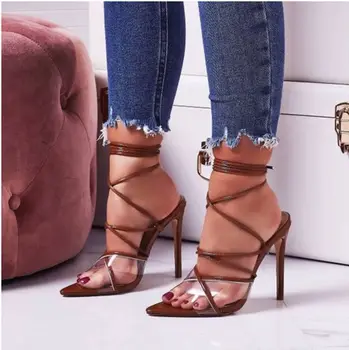 

women's sandals women's sandals pointed straps transparent PVC thin