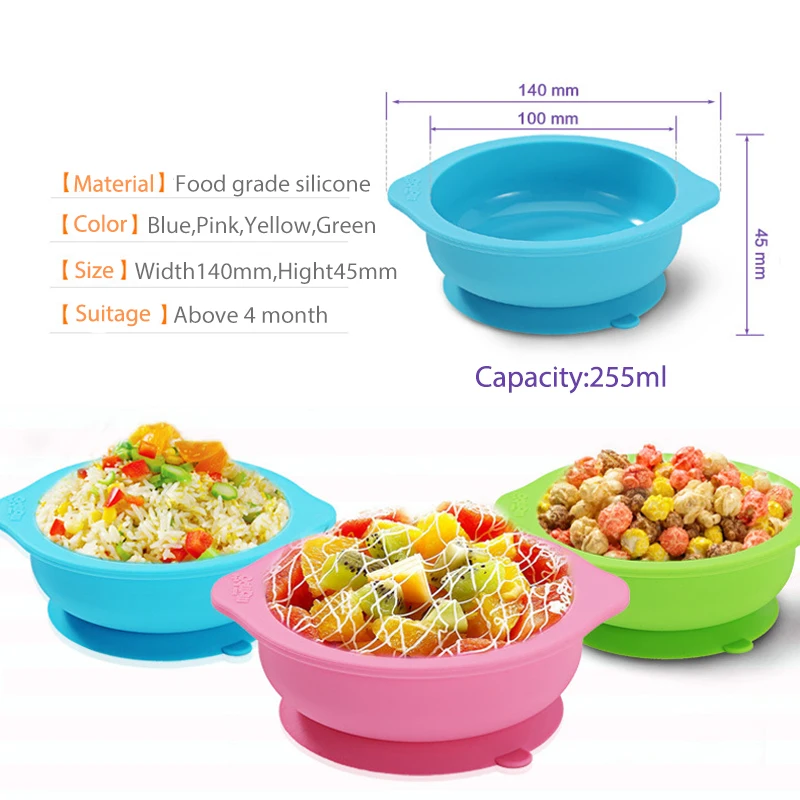Baby Feeding Bowl Cute Silicone Fruit Snack Dishes Plate For Kids Children Food Tableware With Suction Cup Toddler Eating Bowl