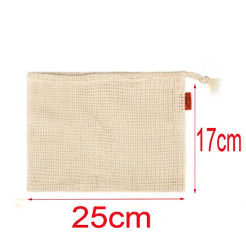

2pcs All cotton environmental protection mesh bag drawstring binding net bag Shopping bag Fruit mesh bag vegetable mesh bag