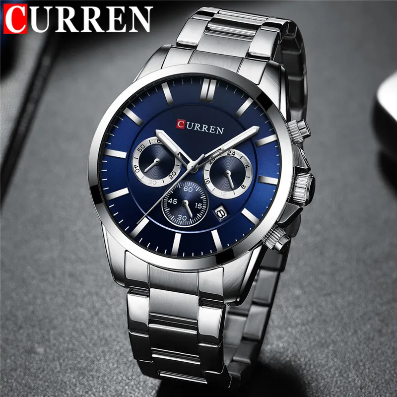 curren silver chronograph watch