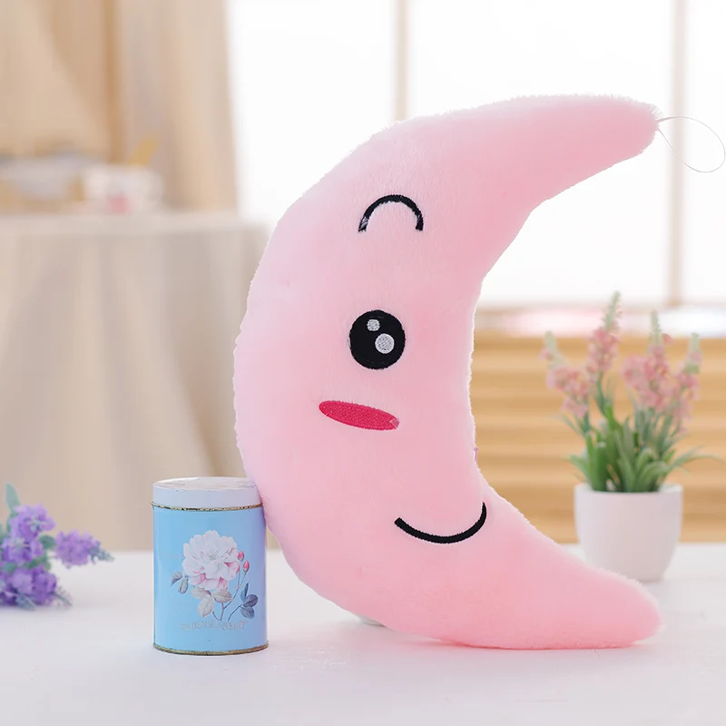 Pink Moon 34CM Creative Toy Luminous Pillow Girls Led Cushion Toys Kids Colorful Plush Light Gift Stuffed Soft Glowing Children For Stars - Цвет: Pink Moon