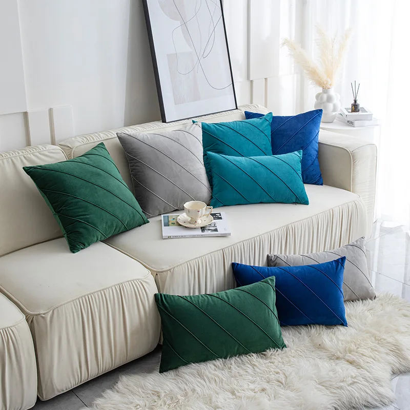 JAUXIO - Juego De 2 Fundas De Almohada De Terciopelo De Vidrio Plisado Con F 1865171