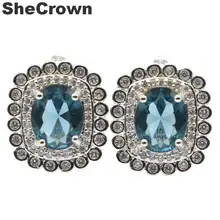 18x15 мм Лидер продаж создала Лондон Голубой топаз CZ подарок для девочек Серебряные серьги