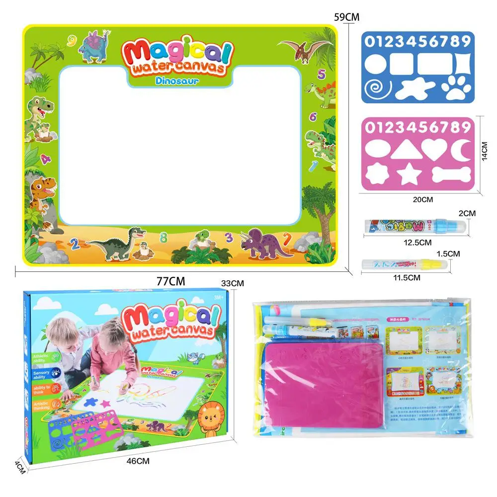 Kuulee Children Large Magic Water Canvas Toy Dinosaur Clear Water Color Graffiti Painting Board Puzzle Toy