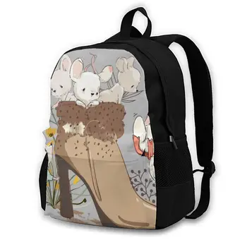 

Laptop Backpack Women Canvas Backpack School Teenagers Casual Travel Cute Mouses In Boot Bags