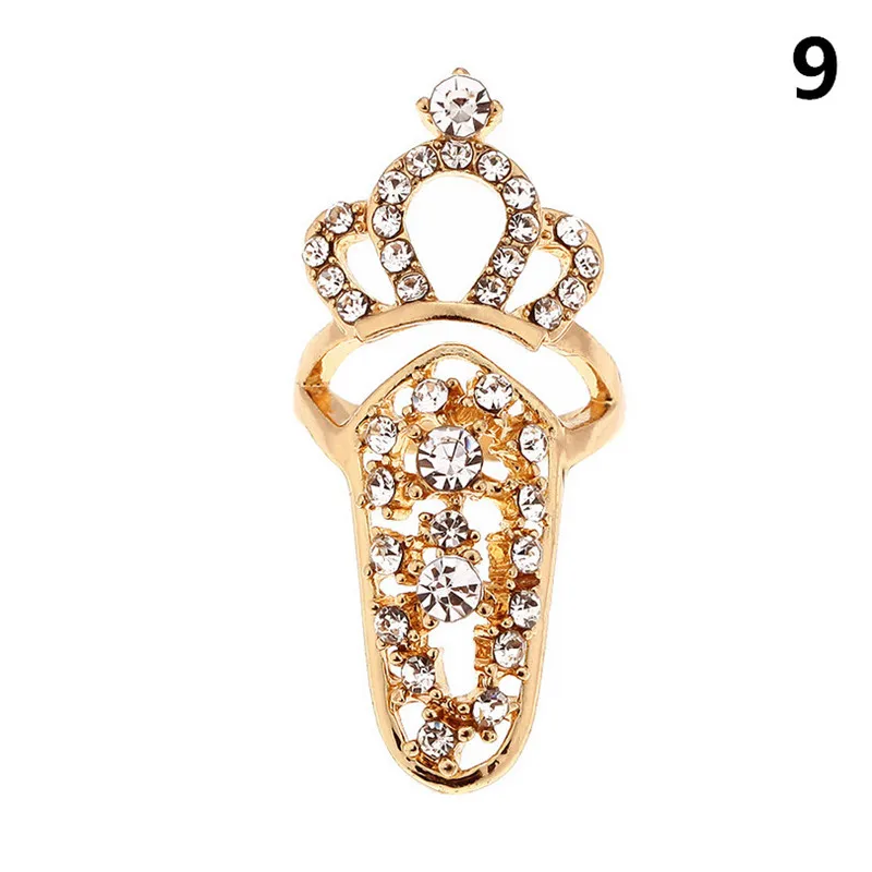 ZALING Nagel Ring Charme Crown Blume Kristall Fingernagelkunst Ringe Modus Bling Ring