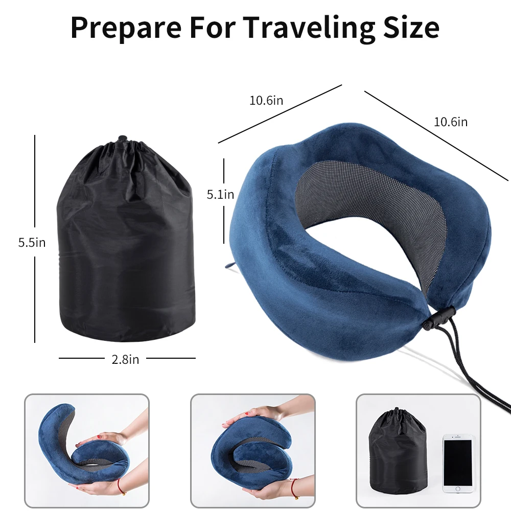 Folding Slow Rebound Inflatable Neck Pillow Memory Foam U-Shape Travel Pillow Travel Accessories Pillow For Sleep Airplane New