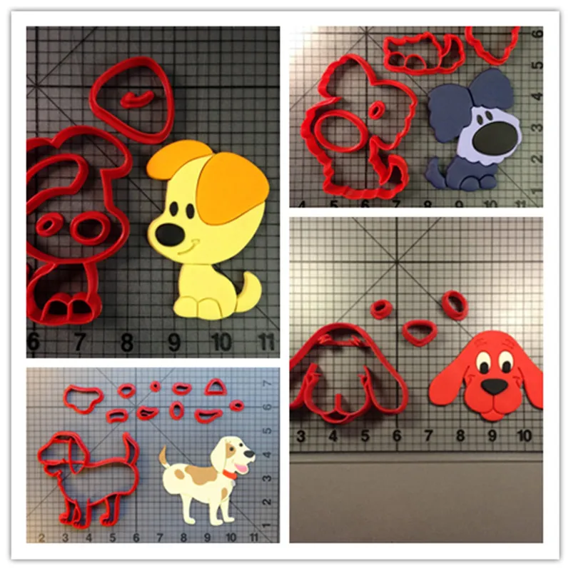 3D печатных пластик Clifford красная собака резка для печенья и помадки набор кекс Топ украшения